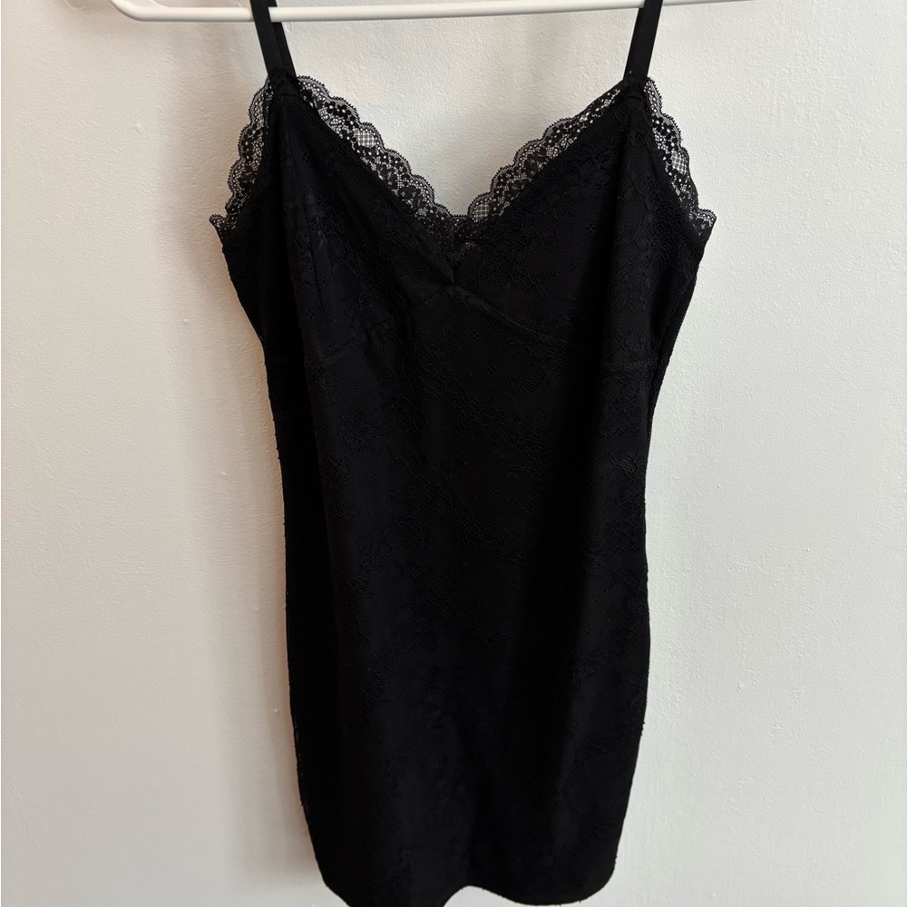 Garage Black Lace V-Neck Dress with Spaghetti Straps